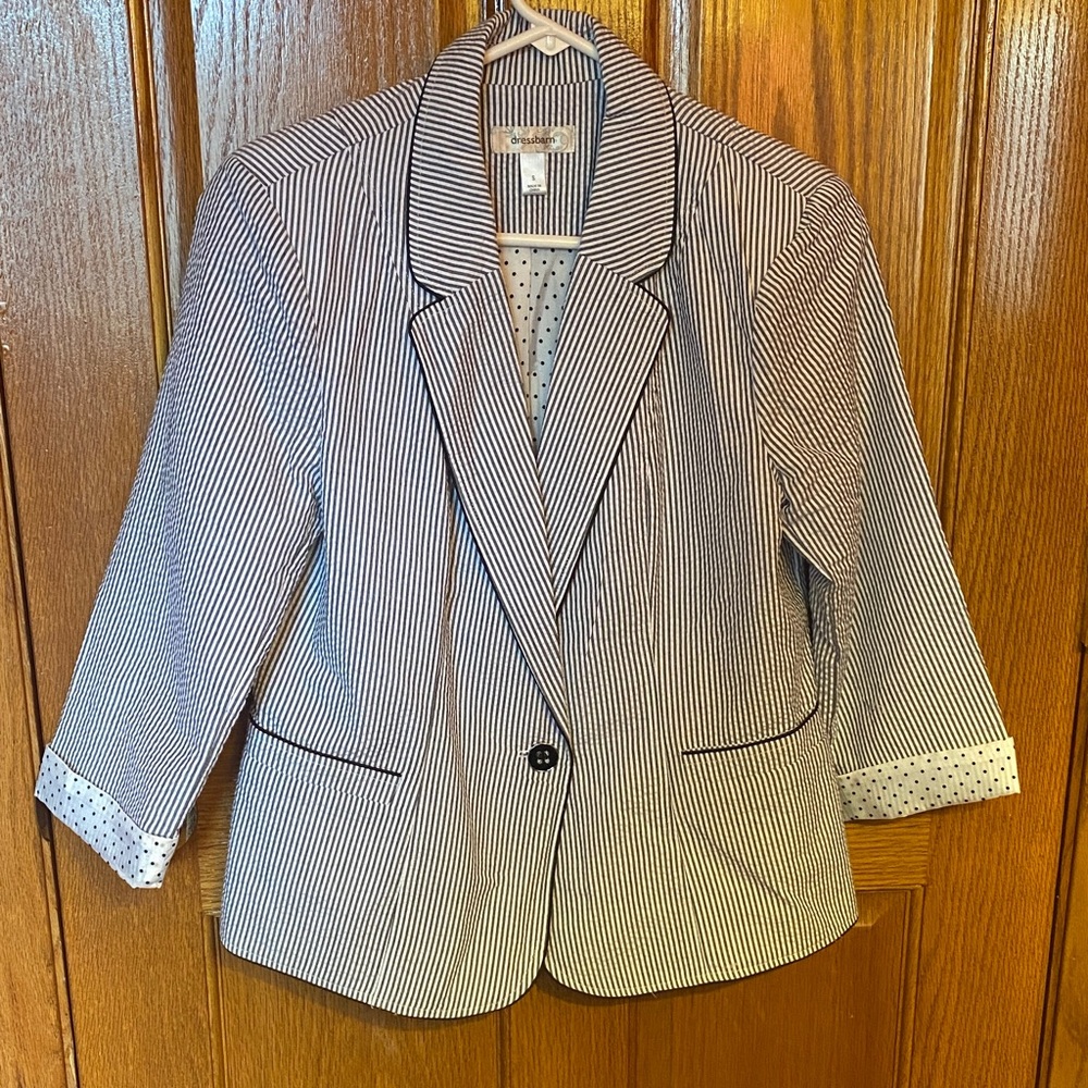 Dressbarn Black and White Striped Blazer